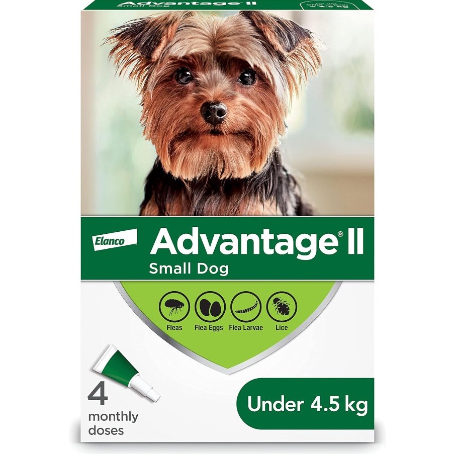 Advantage II Small Dogs < 4.5kg (Green), 4 Pack