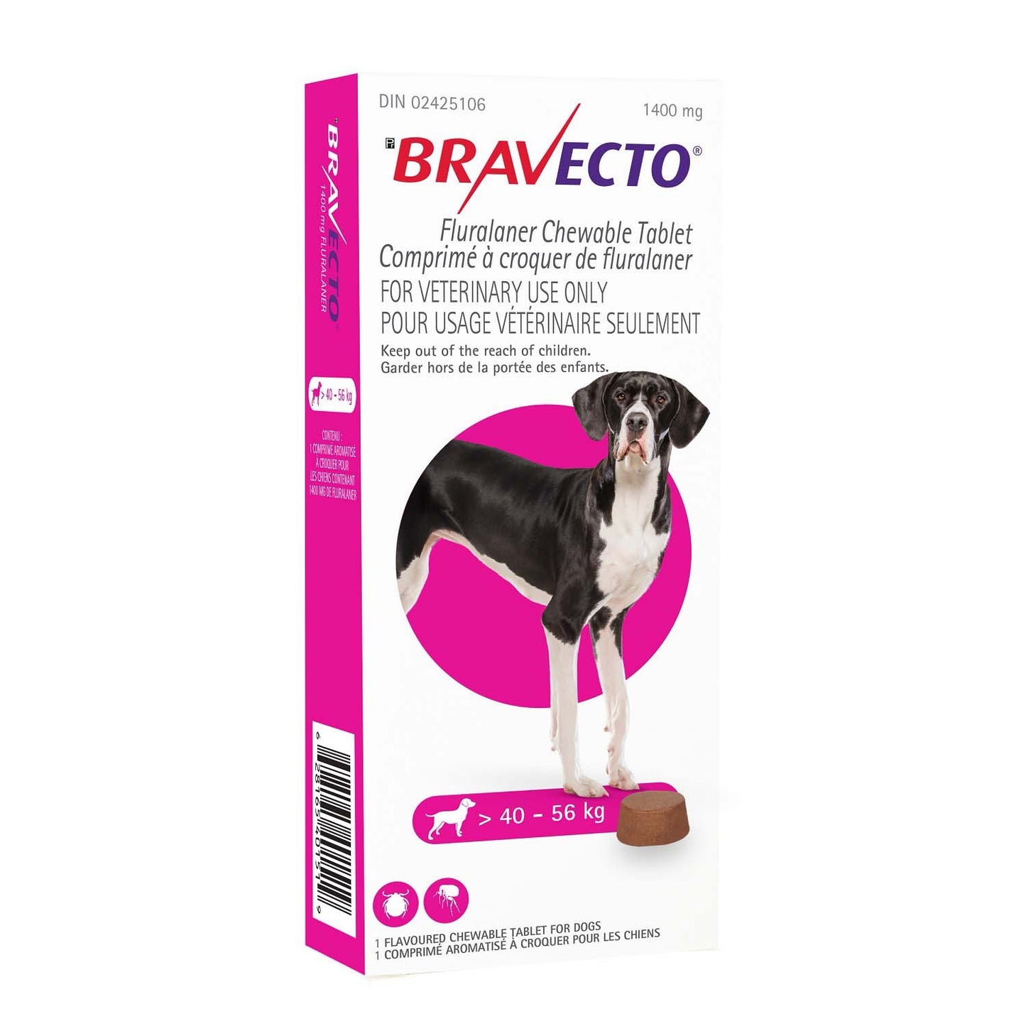 Bravecto Chewable Tablet - Pink 1400mg (40.1kg-56kg)