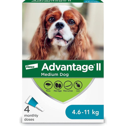 Advantage II Medium Dogs 4.6-11 kg (Aqua), 4 Pack