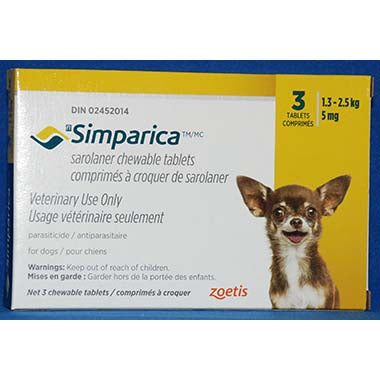 Simparica 5mg 1.3 - 2.5kg (Yellow)