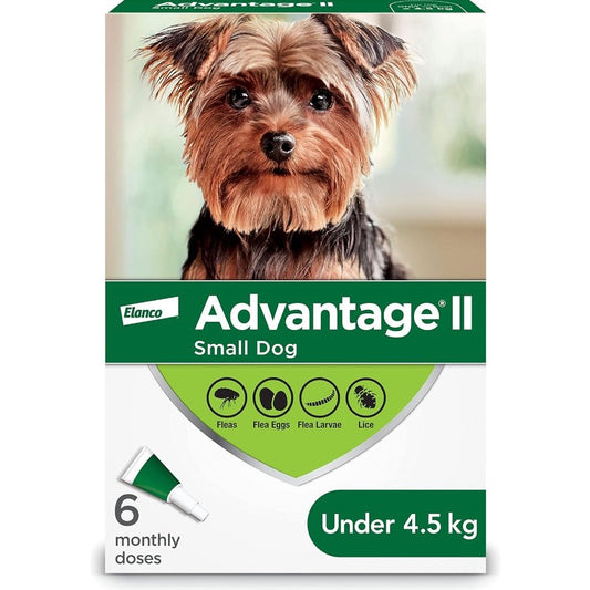 Advantage II Small Dogs < 4.5kg (Green), 6 Pack