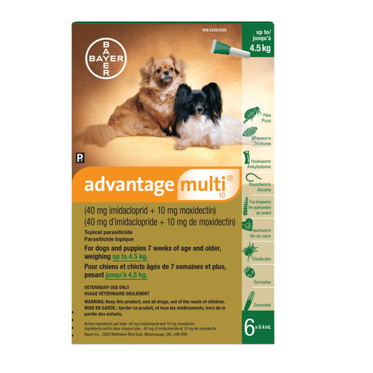 Advantage Multi for Dogs < 4.5kg 6x0.4mL (Green)