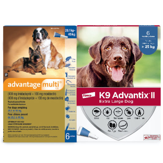 Advantage Multi 100 Duo (Advantage Multi 100-6/K9 Advantix XLarge-6) for Dogs > 25kg (Blue)
