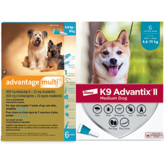 Advantage Multi 20 Duo (Advantage Multi 20-6/K9 Advantix Med-6) for Dogs 4.6kg-9kg (Aqua)