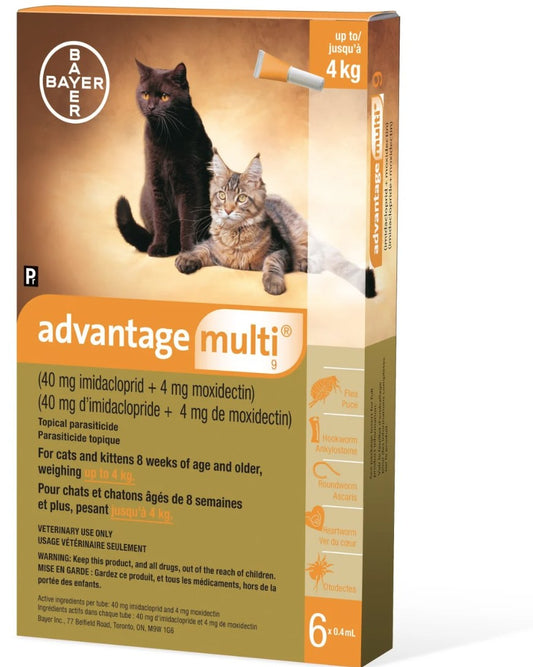 Advantage Multi 9 for Cats < 4kg 6x0.4mL (Orange)