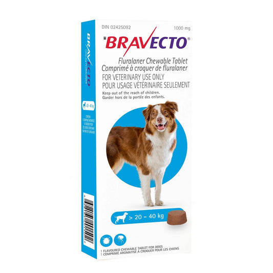 Bravecto Chewable Tablet - Blue 1000mg (20.1kg-40kg)