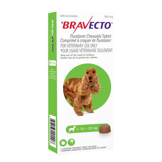 Bravecto Chewable Tablet - Green 500mg (10.1kg-20kg)