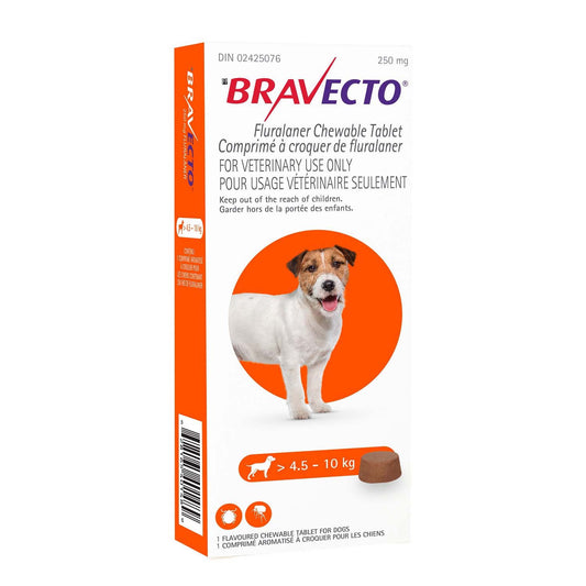 Bravecto Chewable Tablet - Orange 250mg (4.6kg-10kg)