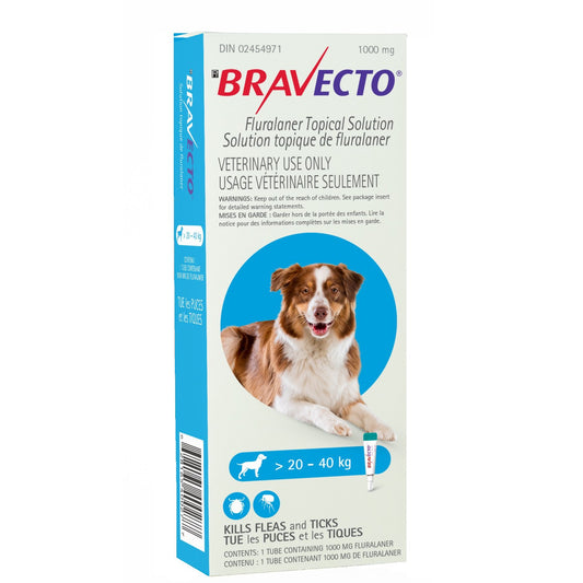 Bravecto Topical 1000mg (Dogs >20-40kg) (Blue)