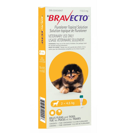 Bravecto Topical 112.5mg (Dogs 2-4.5kg) (Yellow)