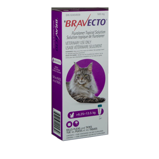 Bravecto Topical 500mg (Cats >6.25-12.5kg) (Purple)