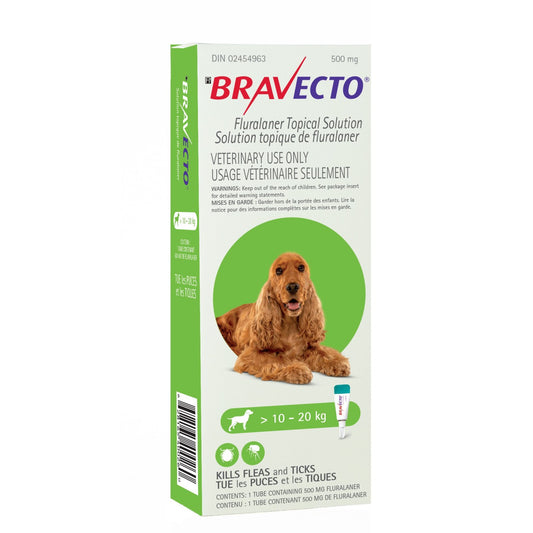Bravecto Topical 500mg (Dogs >10-20kg) (Green)