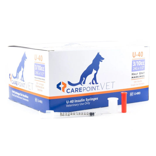 CarePoint Vet Insulin Syringes 40 IU half-unit 0.3 cc (29G x 1/2in)