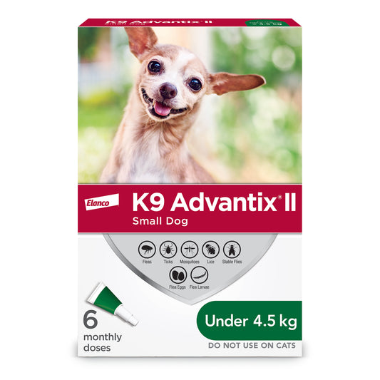 K9 Advantix II (S < 4.5kg) 6 doses (Green) 6 doses